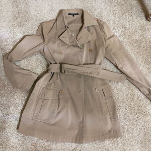 Theory belted double breasted trench jacket